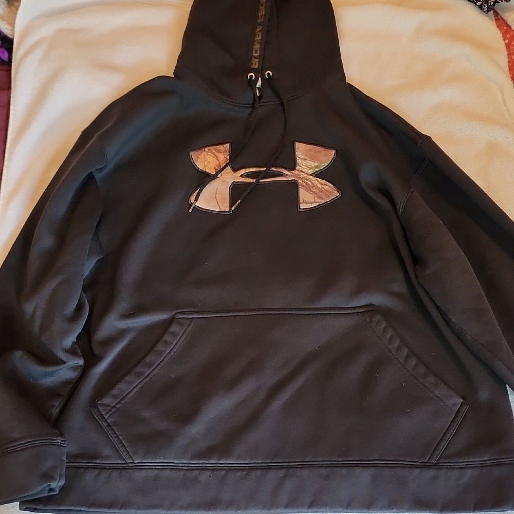 Under Armour Black Hoodie with Camouflage Logo